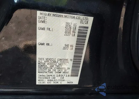 2018 Nissan Altima 2.5 Sl из США, поврежденный, VIN 1N4AL3AP4JC189718